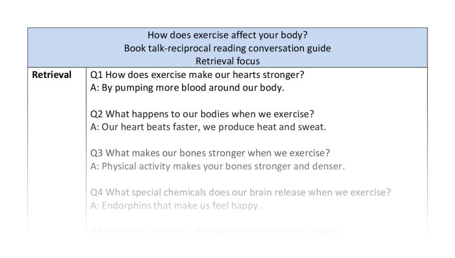 Reciprocal - retrieval - How does exercise affect your body