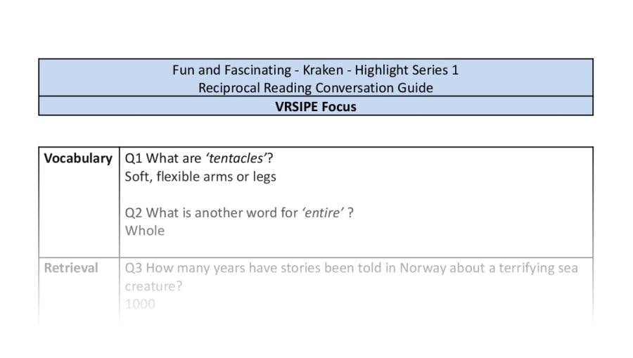 Reciprocal Reading Conversation - Kraken - Highlight Series 1 - VRSIPE