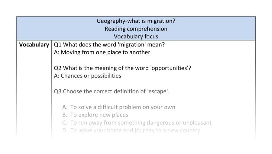 Reading comp-vocabulary-what is migration