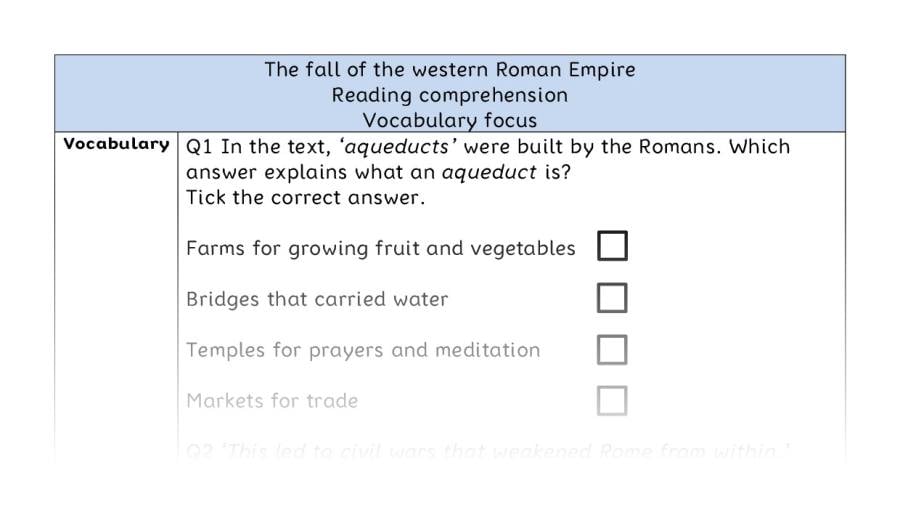 Reading comprehension - vocabulary - The fall of the western Roman Empire