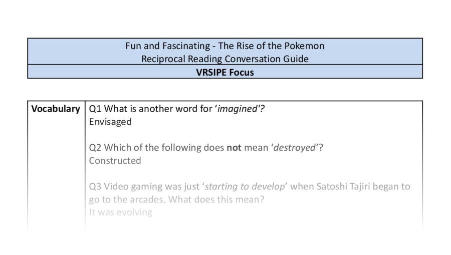 Reciprocal Reading Conversation - The Rise of the Pokemon - Highlight Series 2 - VRSIPE Focus