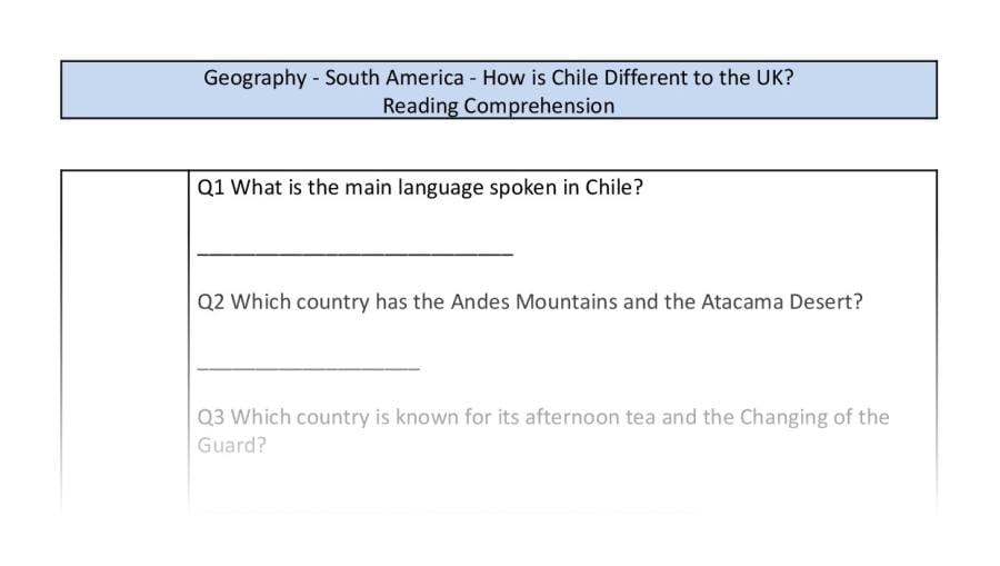 Reading Comprehension-How is Chile Different to the UK-Retrieval Focus