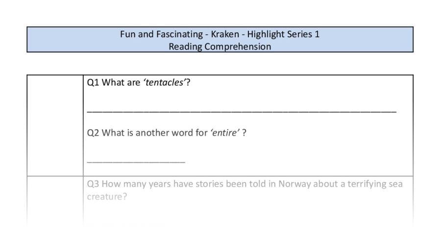 Reading Comprehension-Kraken-VRSIPE