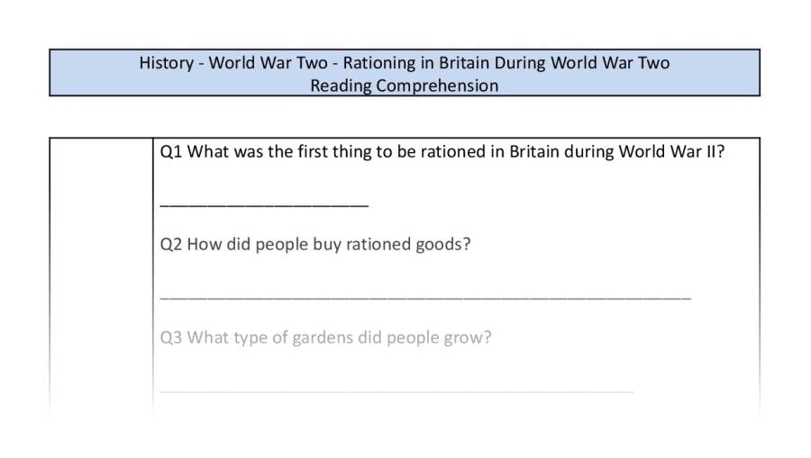 Comp - Rationing in Britain during World War Two - retrieval focus
