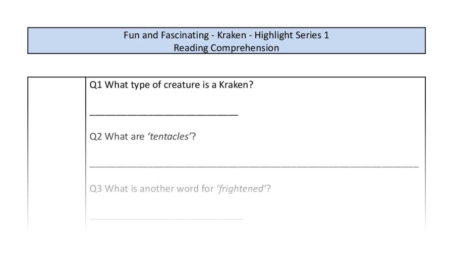 Reading Comprehension-Kraken-vocabulary