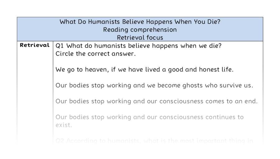 Reading comp - retrieval - What Do Humanists Believe Happens When You Die