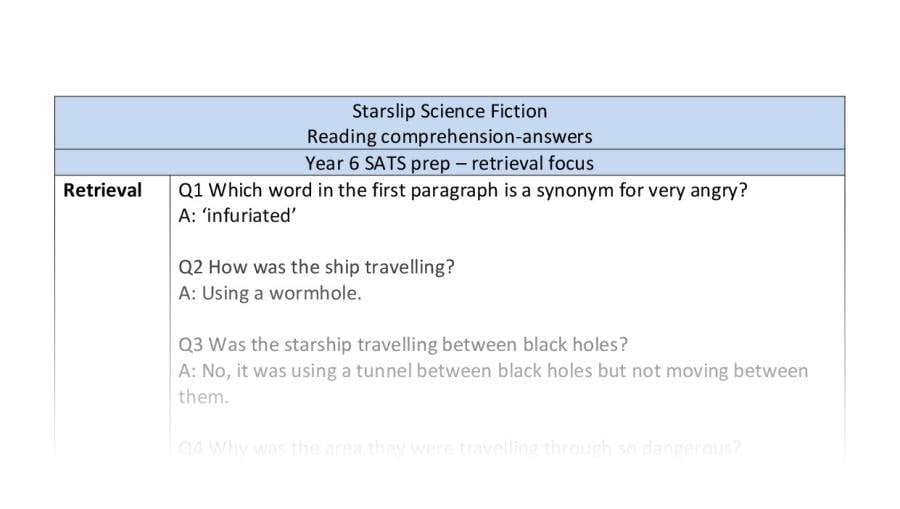 Retrieval skills focus reading comprehension - Starslip