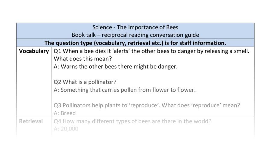 Reciprocal reading - VRSIPE - The Importance of Bees