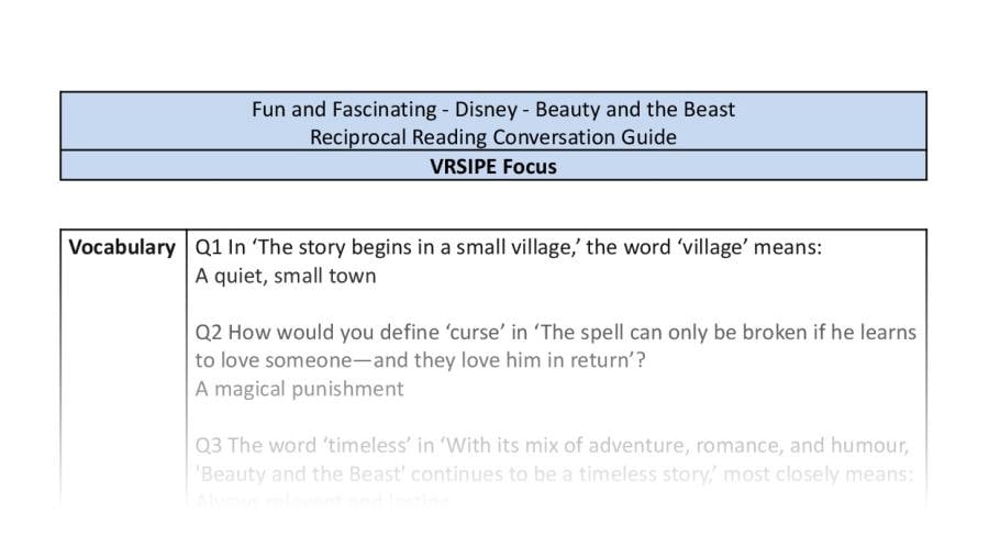 Reciprocal Reading Conversation - Beauty and the Beast (2017) A Tale as Old as Time - VRSIPE Focus