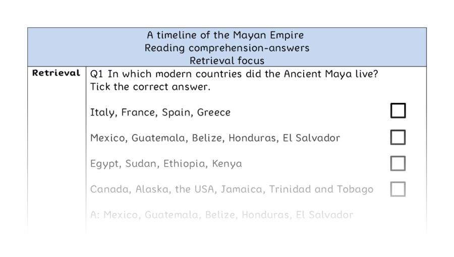 Reading comprehension - retrieval - A timeline of the Mayan Empire - answers