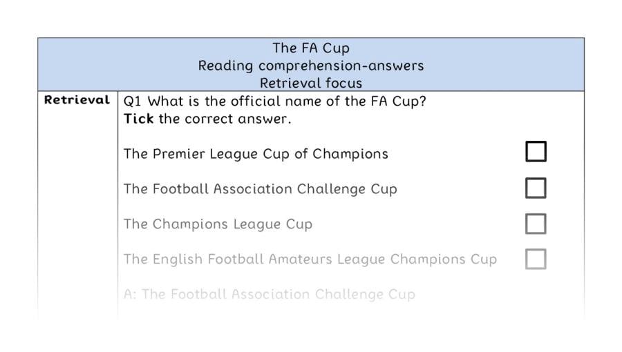 Reading comprehension - retrieval - The FA Cup - answers