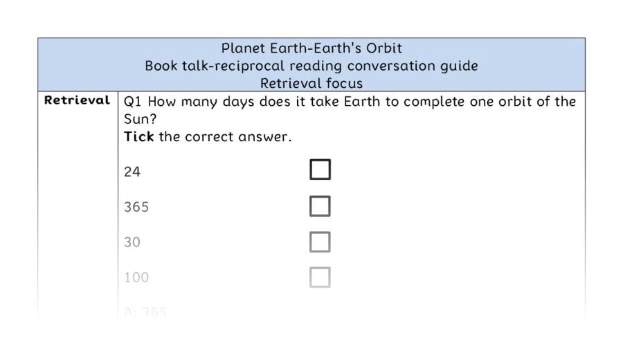 Reciprocal reading - retrieval - Planet Earth-Earths Orbit