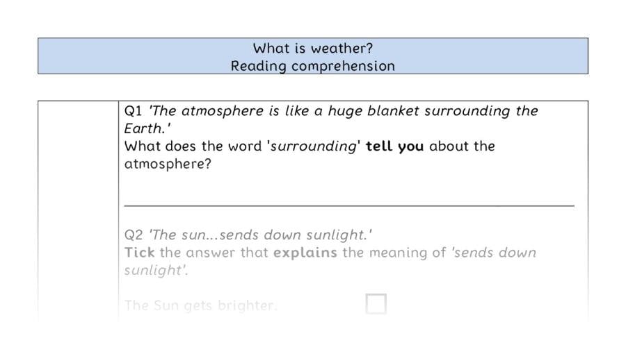 Reading comprehension - VRSIPE - What is weather