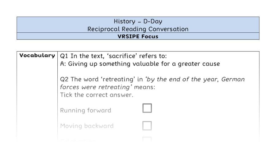 D-Day - Reciprocal Reading Conversation - VRSIPE Focus