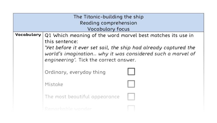Reading comprehension - vocabulary - The Titanic-building the ship