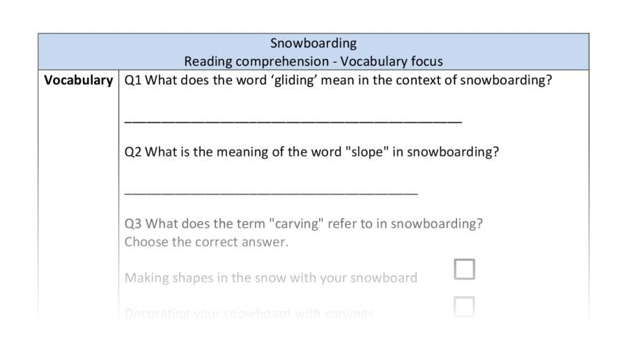 Reading comp-vocabulary-snowboarding