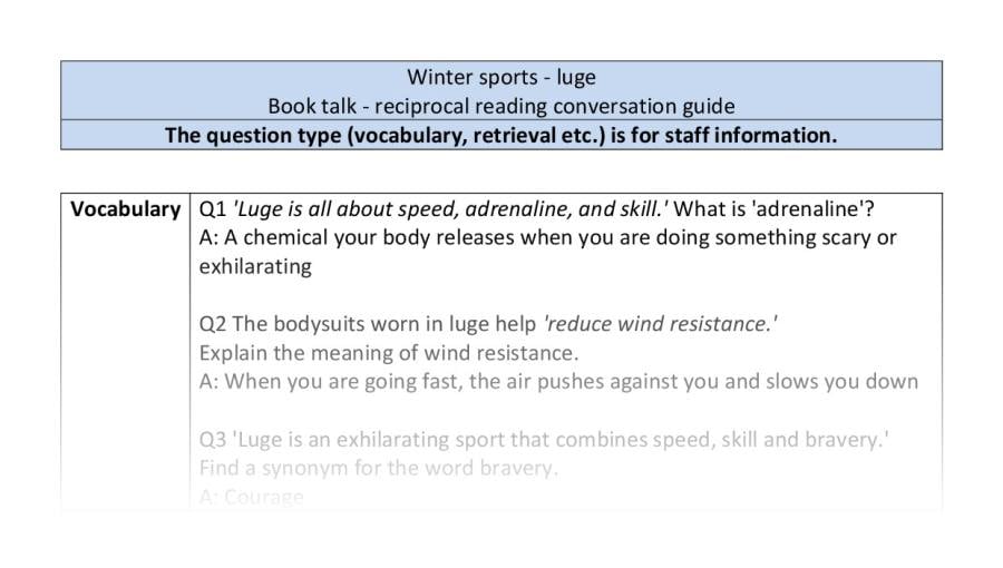 Reciprocal reading - VRSIPE - luge