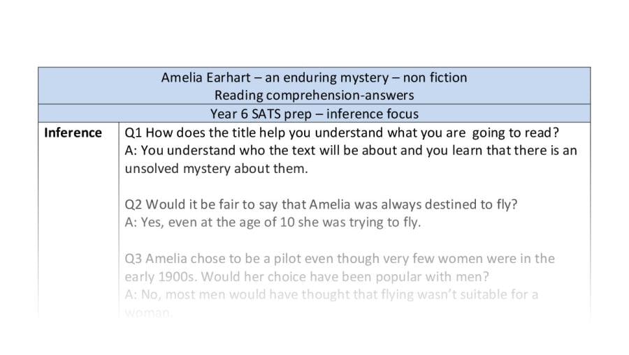 Reading comprehension - Amelia Earhart - Inference