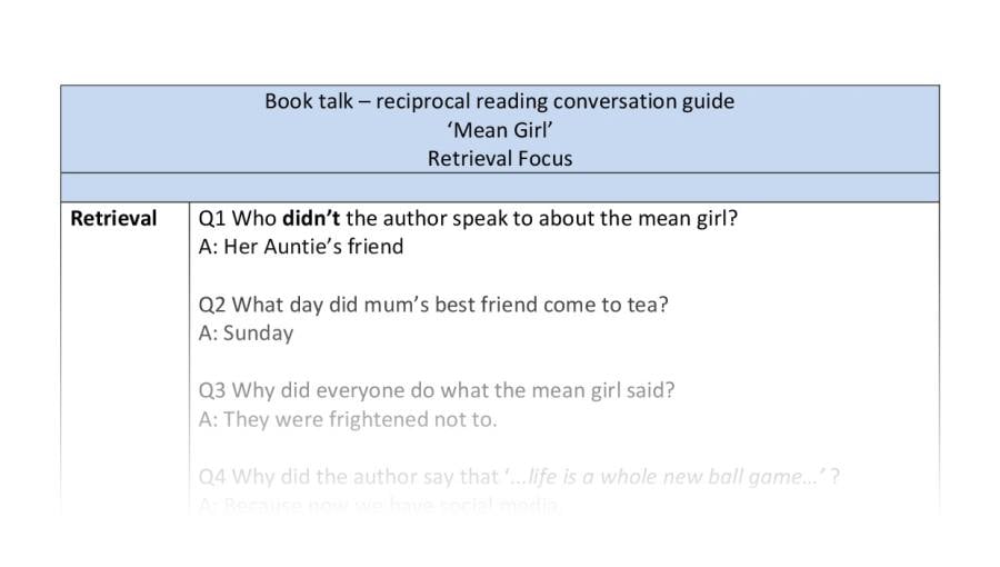 Reciprocal reading - Mean Girl - Retreival