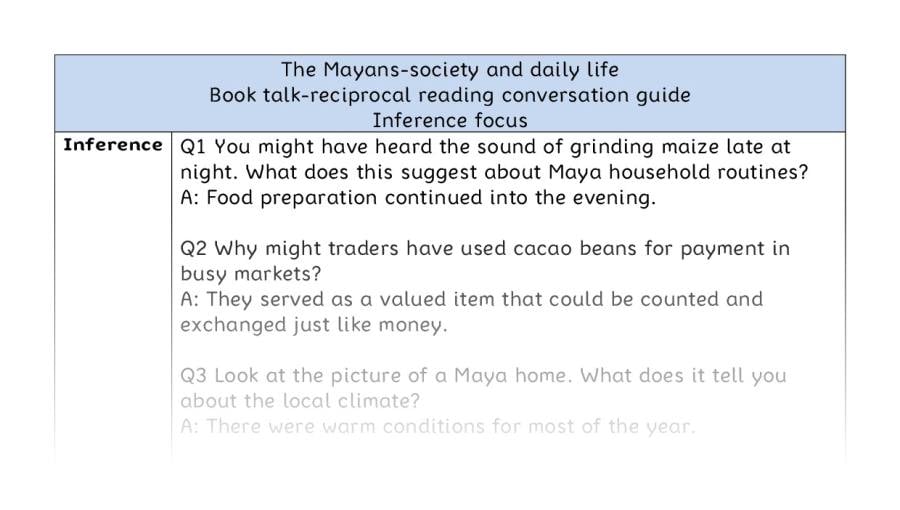 Reciprocal - inference - The Mayans-society and daily life