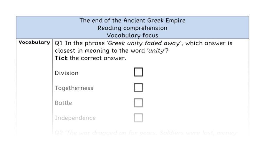 Reading comprehension - vocabulary - The end of the Ancient Greek Empire
