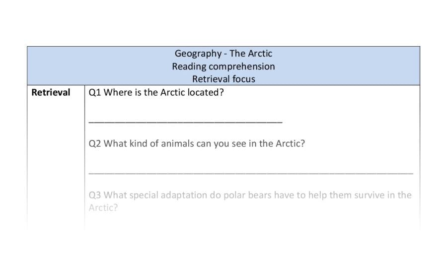 Reading comprehension - retrieval - The Arctic