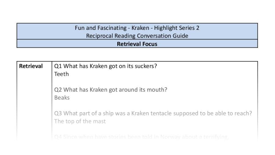 Reciprocal Reading Conversation - Kraken - Highlight Series 2 - Retrieval Focus
