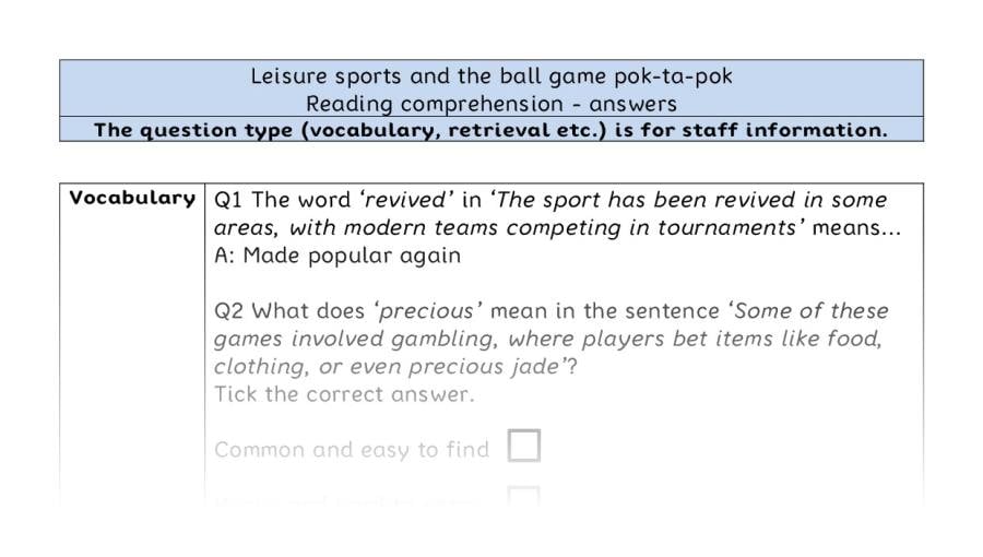 Reading comp-VRSIPE-Leisure sports and pok-ta-pok - answers