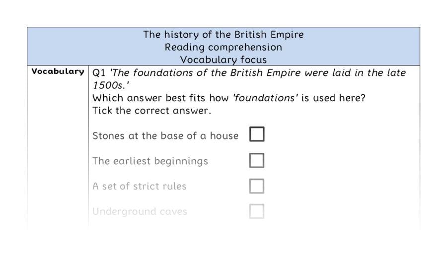 Reading comprehension - vocabulary - The history of the British Empire