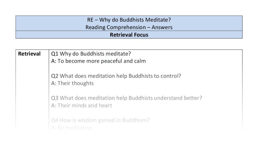 Reading Comprehension-Why do Buddhists Meditate-Retrieval Focus-answers