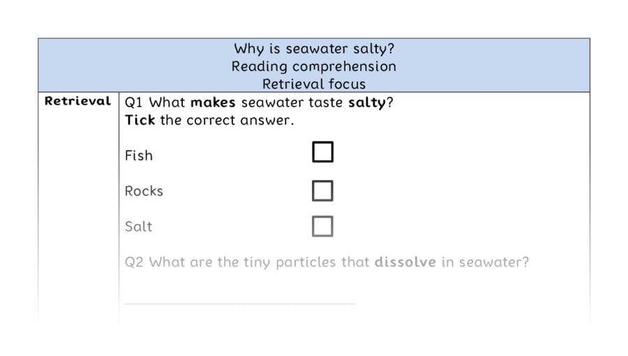 Reading comprehension - retrieval - Why is seawater salty