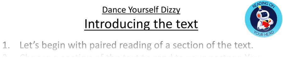 Teaching slides - Dance Yourself Dizzy - UKS2 - Inference Focus