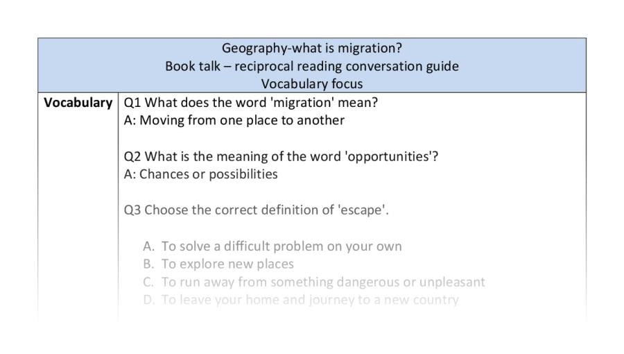 Reciprocal reading-vocabulary-what is migration