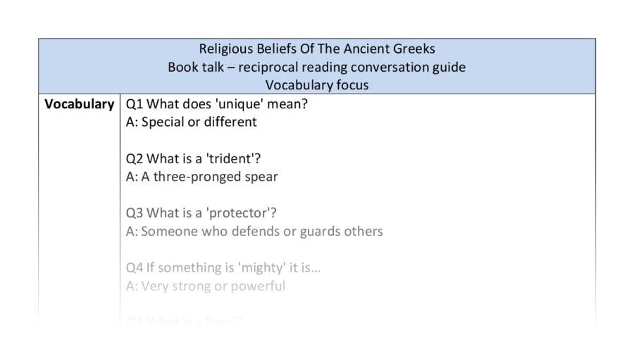 Reciprocal-vocabulary-Ancient Greek Religious Beliefs