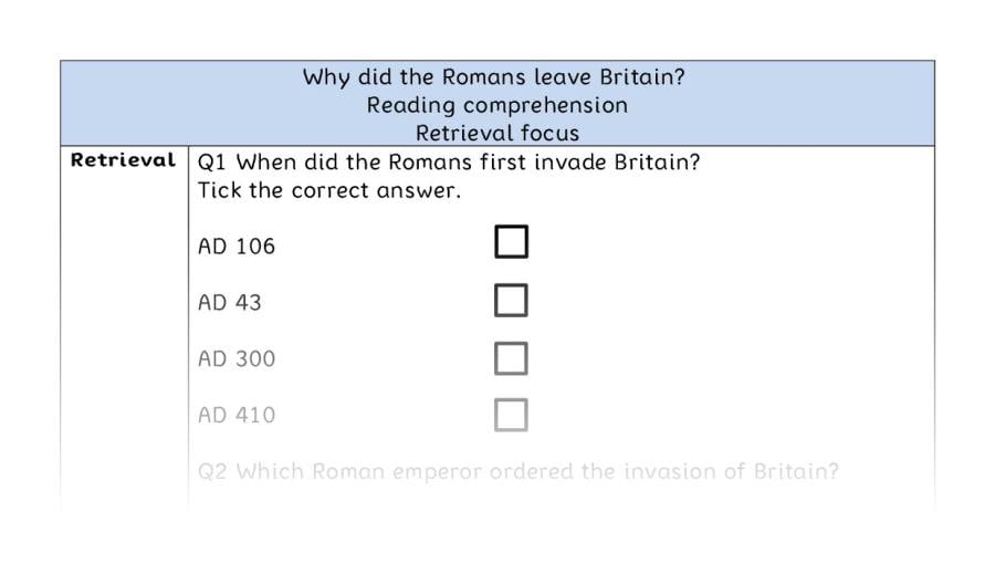 Reading comprehension - retrieval - Why did the Romans leave Britain