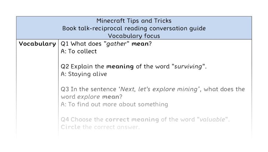 Reciprocal-Minecraft Tips and Tricks-vocabulary