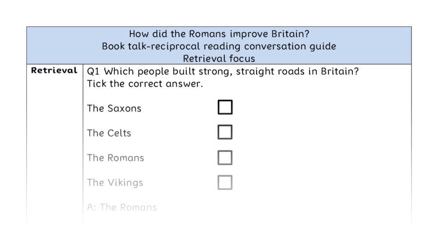 Reciprocal reading - retrieval - How did the Romans improve Britain