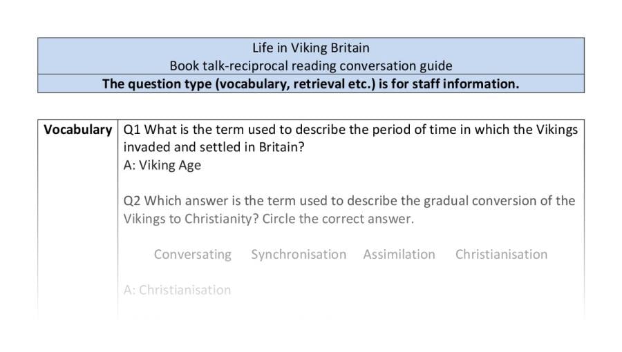 Reciprocal reading-VRSIPE-Life in Viking Britain