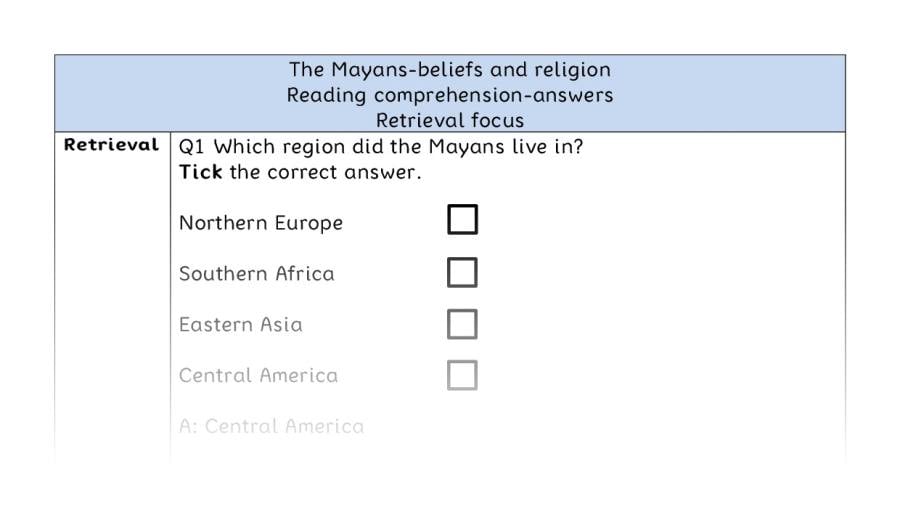 Reading comprehension - retrieval - The Mayans-beliefs and religion - answers