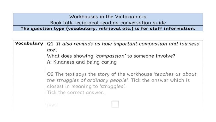 Reciprocal reading - VRSIPE - Workhouses in the Victorian era