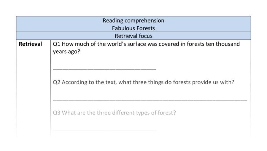 Reading comprehension-Fabulous Forests-retrieval