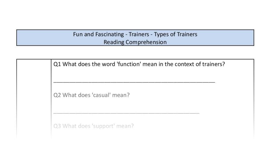 Reading Comprehension-Types of Trainers-VRSIPE Focus