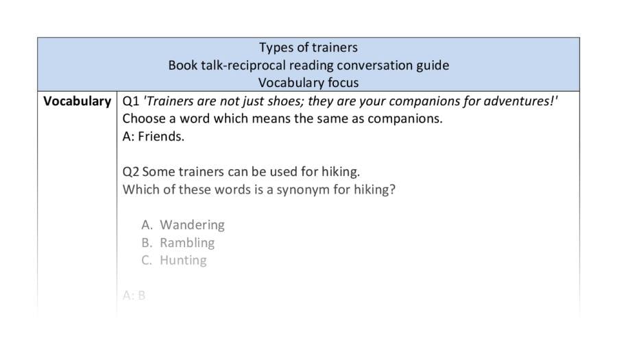 Reciprocal-vocabulary-types of trainers