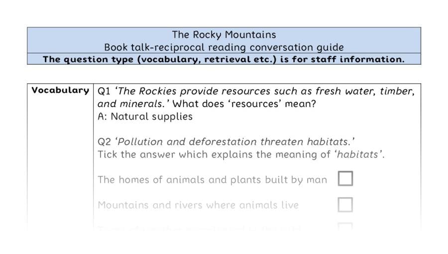 Reciprocal reading - VRSIPE - The Rocky Mountains