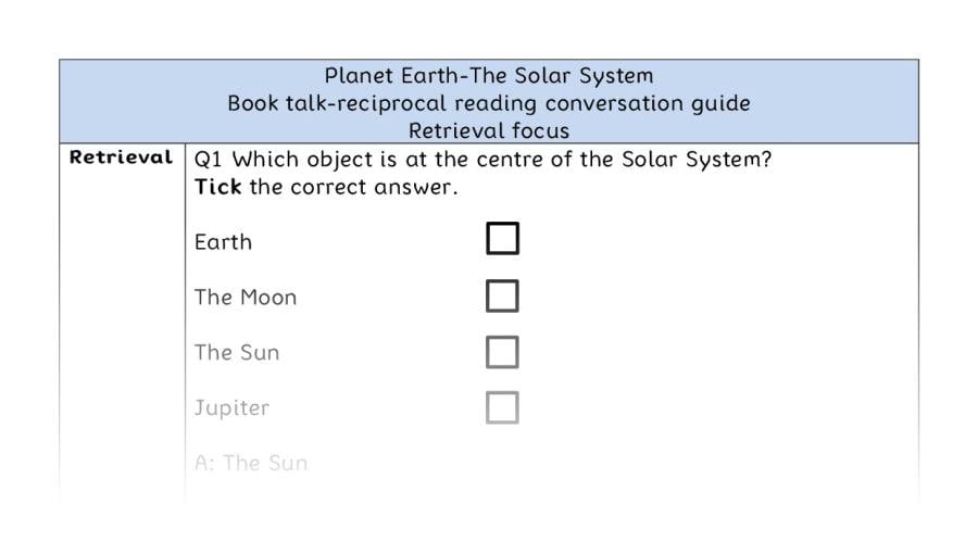 Reciprocal reading - retrieval - The Solar System