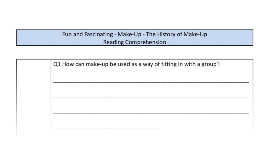 Reading comprehension-inference-the history of make up