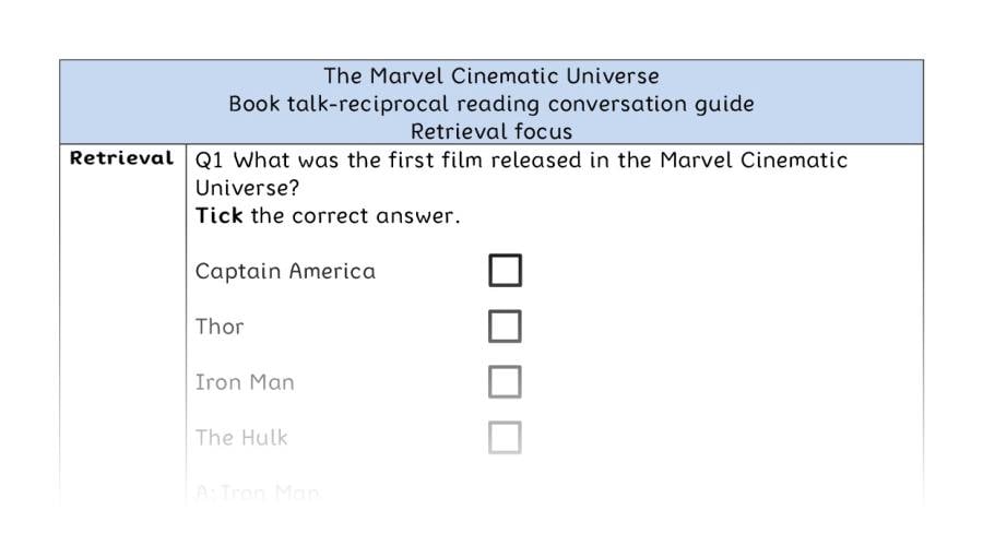 Reciprocal reading - retrieval - The Marvel Cinematic Universe