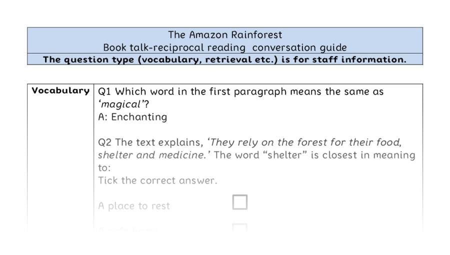 Reciprocal reading VRSIPE-The Amazon Rainforest