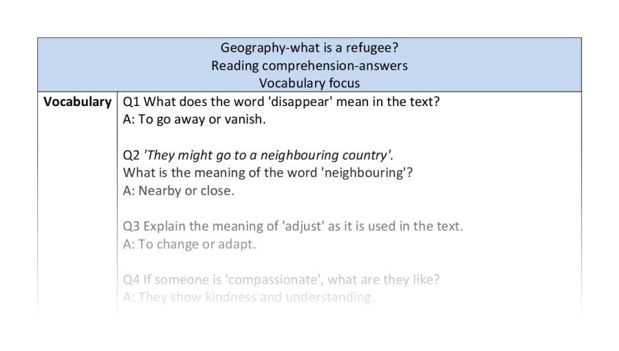 Reading comp-vocabulary-what is a refugee