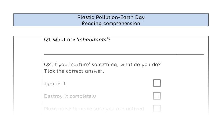 Reading comprehension VRSIPE-Earth day